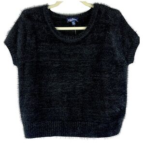 Freshman 1996 brand popover sleeveless crew neck fuzzy top Sz XL black